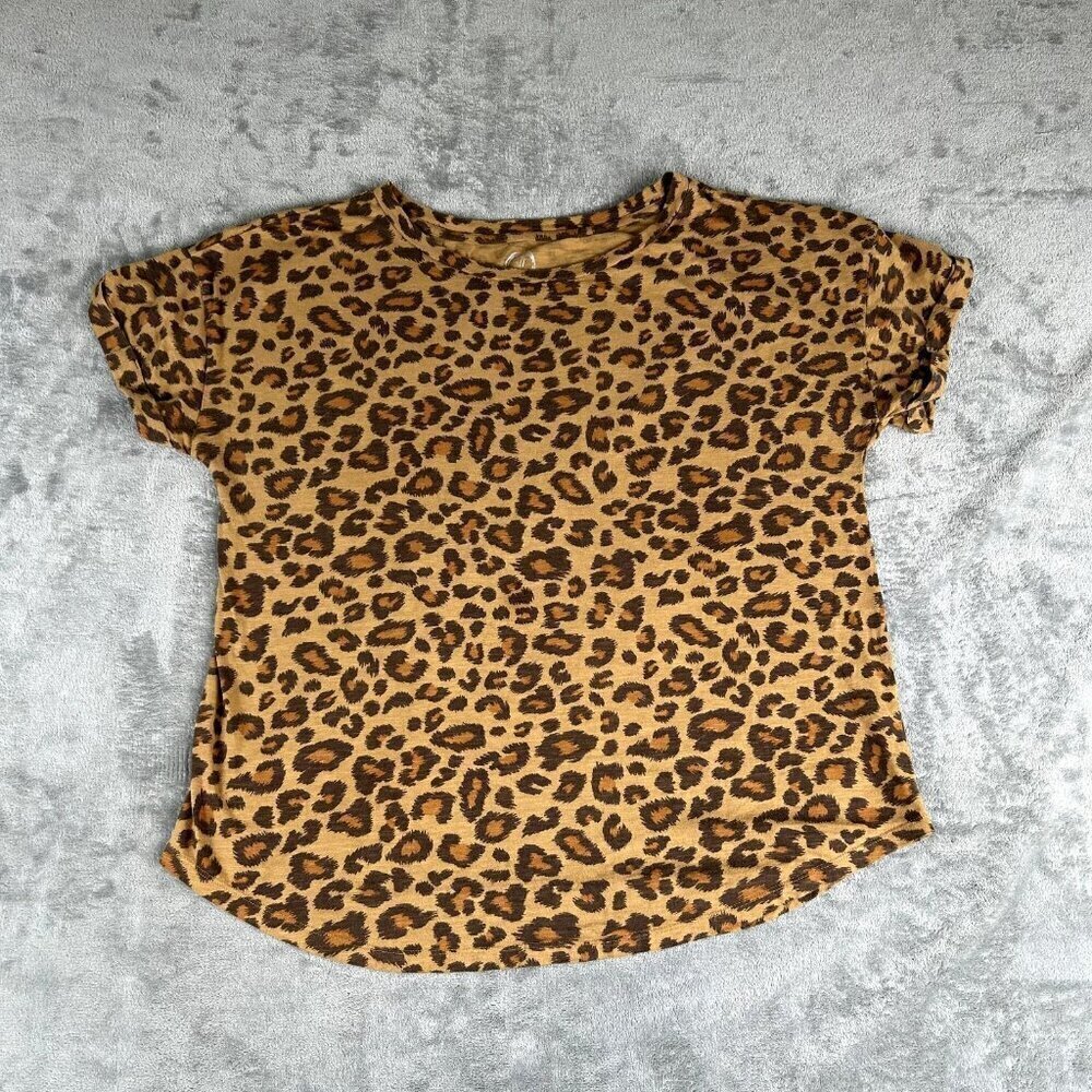 Maurices 24/7 T-shirt SZ XL Leopard Print Cap Sleeve Pullover Cotton Modal